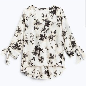 West Kei Tie Sleeve High Low Blouse